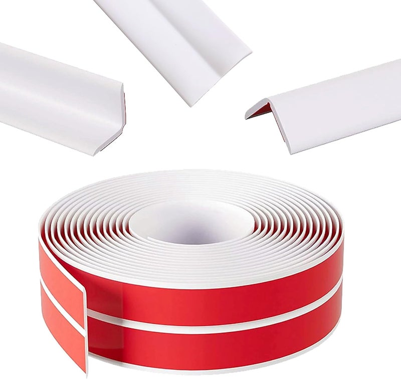 ROUIXSEN White Wall Ceiling Molding Trim 2.4 Inch x 40 Feet, Corner Protector Edge Guard Peel and Stick Wall Trim Moulding Corner Molding Trim Caulk Strip, Self Adhesive Trim for Wall Edge, Ceiling, Countertop - Image 1